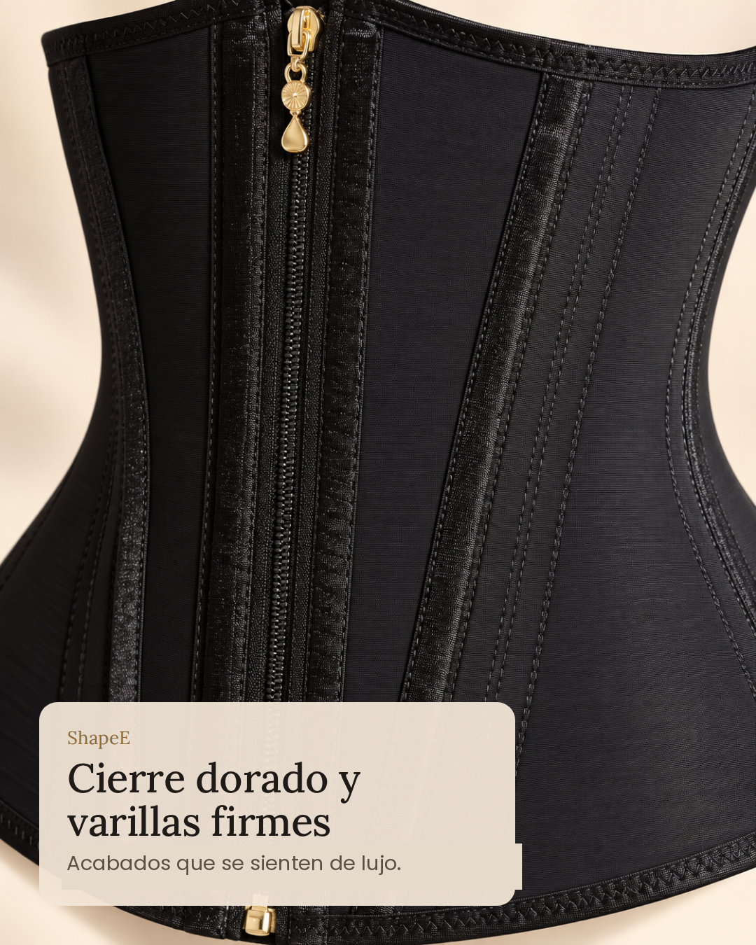 Cierre dorado y varillas firmes - faja ShapeE Reloj de Arena